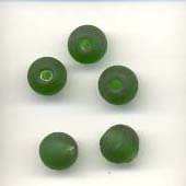 7mm round frosted  glass lamp beads - Emerald