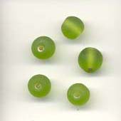 7mm round frosted  glass lamp beads - Lime green