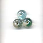 10mm decorated glass lamp beads - Pale green