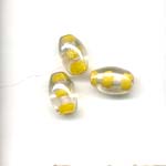 12x8mm oval decorated glass lamp beads - Yellow