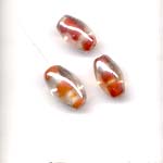 12x8mm oval decorated glass lamp beads - Red