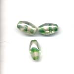 12x8mm oval decorated glass lamp beads - Green