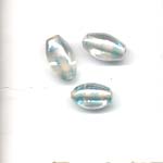 12x8mm oval decorated glass lamp beads - Turquoise