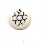 16mm Carved bone disc - Sunflower