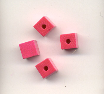 6mm Polished Square Beads - Fuchsia