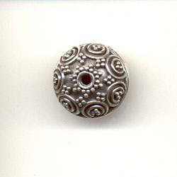 Bali silver bead - Large globe