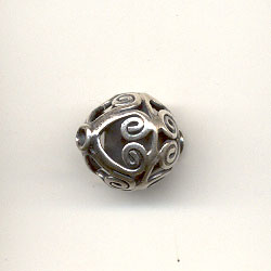 Bali silver bead - Lattice globe