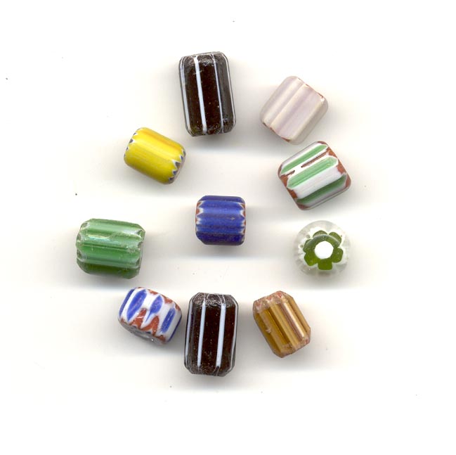 Indian glass bead mix - Bright n Stripey