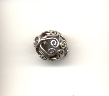 Bali silver bead - 12x12mm sphere
