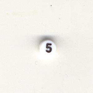 Number beads - Black  on white - 5