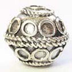 Bali silver bead - Sphere - 8x10mm
