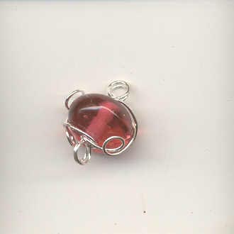 Indian wire wrapped beads - 8mm round - cranberry