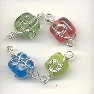 Indian wire wrapped beads - square - mixed