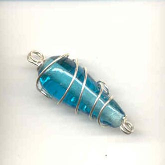 Indian wire wrapped beads - drops - turquoise