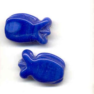 Indian glass opaque fish - Lapis blue