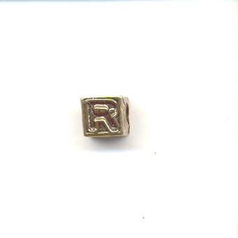 Gold alphabet beads - Letter R