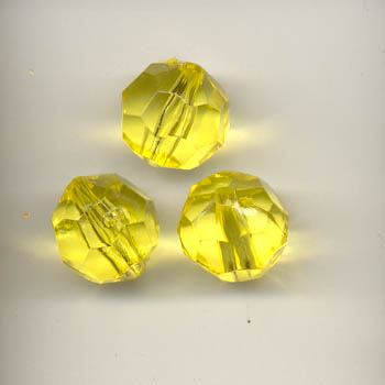 12mm faceted plastic bead - Yellow