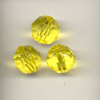 12mm faceted plastic bead - Yellow