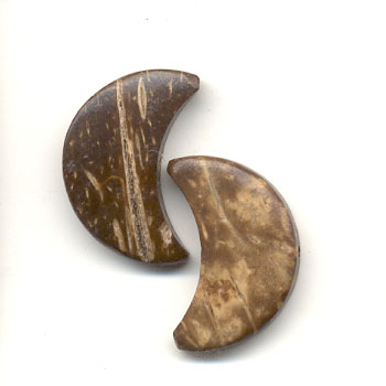 10X20mm Half moon wooden beads - brown