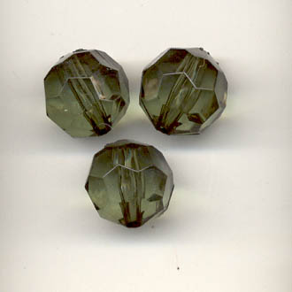 12mm faceted plastic bead - Olive