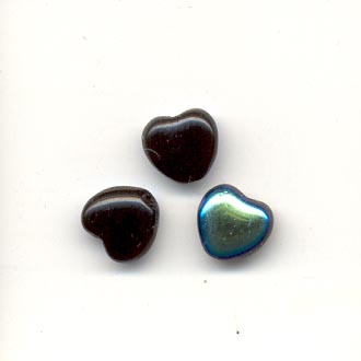 Glass moon heart beads - 8mm - Black