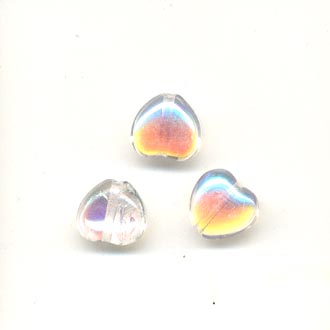 Glass moon heart beads - 8mm - Clear