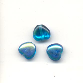 Glass moon heart beads - 8mm - Turquoise