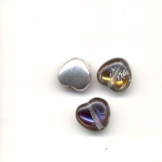 Glass moon heart beads - 8mm - Lilac