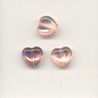 Glass moon heart beads - 8mm - Pink