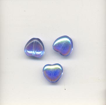 Glass moon heart beads - 8mm - Sky Blue
