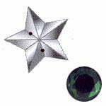Sew-on acrylic stones : Stars - Emerald