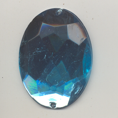 Sew-on acrylic stones - 31x42mm - Oval - Aquamarin