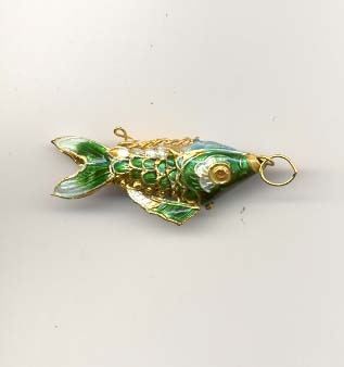 Articulated cloisonne goldfish - Green