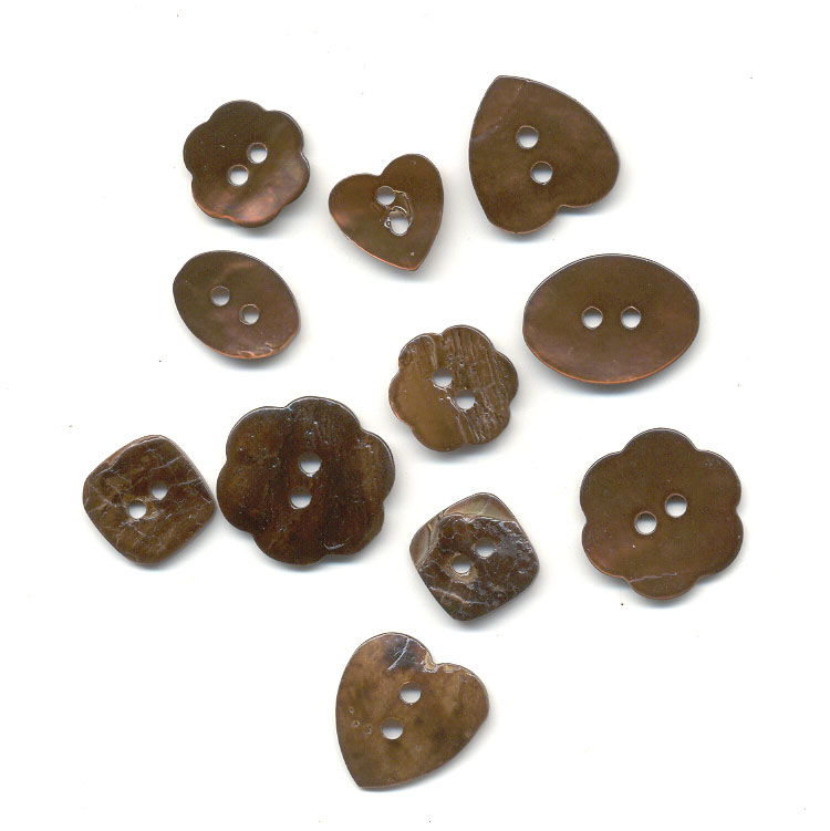 Mixed Shape Pearl buttons - Brown